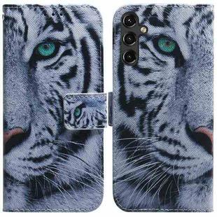 For Samsung Galaxy A14 5G Coloured Drawing Horizontal Flip Leather Phone Case(Tiger)