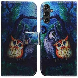 For Samsung Galaxy A14 5G Coloured Drawing Horizontal Flip Leather Phone Case(Oil Painting Owl)