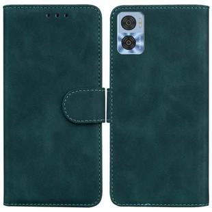 For Motorola Moto E22/E22i Skin Feel Pure Color Flip Leather Phone Case(Green)