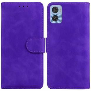 For Motorola Moto E22/E22i Skin Feel Pure Color Flip Leather Phone Case(Purple)