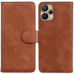 For Realme 9i 5G Skin Feel Pure Color Flip Leather Phone Case(Brown)