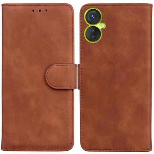 For Tecno Camon 19 Neo Skin Feel Pure Color Flip Leather Phone Case(Brown)