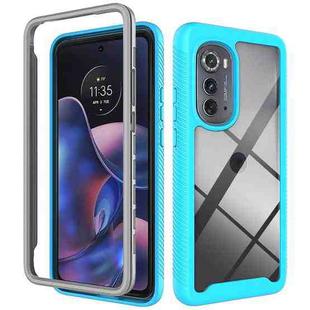 For Motorola Moto Edge 2022 Starry Sky Solid Color TPU Clear PC Phone Case(Sky Blue)