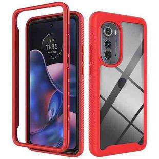 For Motorola Moto Edge 2022 Starry Sky Solid Color TPU Clear PC Phone Case(Red)