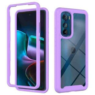 For Motorola Moto Edge 30 Starry Sky Solid Color TPU Clear PC Phone Case(Purple)