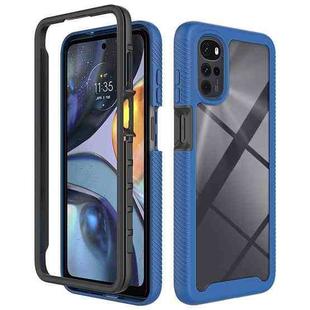For Motorola Moto G22 / E32 Starry Sky Solid Color TPU Clear PC Phone Case(Dark Blue)