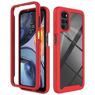 For Motorola Moto G22 / E32 Starry Sky Solid Color TPU Clear PC Phone Case(Red)