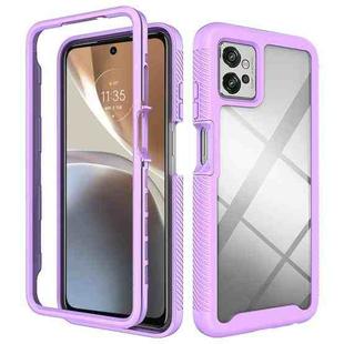 For Motorola Moto G32 Starry Sky Solid Color TPU Clear PC Phone Case(Purple)