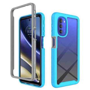 For Motorola Moto G51 5G Starry Sky Solid Color TPU Clear PC Phone Case(Sky Blue)