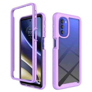 For Motorola Moto G51 5G Starry Sky Solid Color TPU Clear PC Phone Case(Purple)