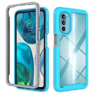 For Motorola Moto G52 / G82 Starry Sky Solid Color TPU Clear PC Phone Case(Sky Blue)