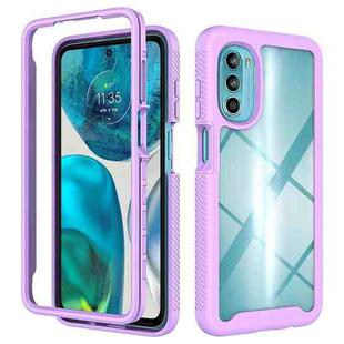 For Motorola Moto G52 / G82 Starry Sky Solid Color TPU Clear PC Phone Case(Purple)