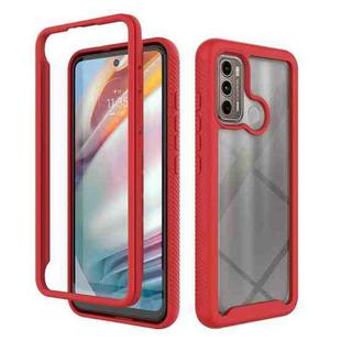 For Motorola Moto G60 Starry Sky Solid Color TPU Clear PC Phone Case(Red)