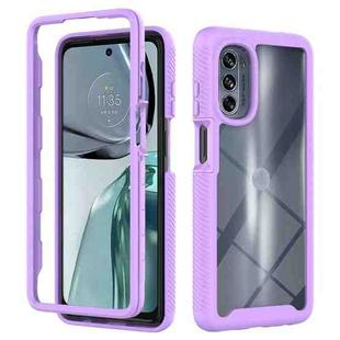 For Motorola Moto G62 5G Starry Sky Solid Color TPU Clear PC Phone Case(Purple)