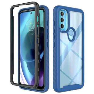 For Motorola Moto G71 5G Starry Sky Solid Color TPU Clear PC Phone Case(Dark Blue)
