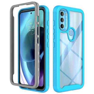 For Motorola Moto G71 5G Starry Sky Solid Color TPU Clear PC Phone Case(Sky Blue)