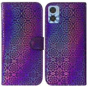 For Motorola Moto E22/E22i Colorful Magnetic Buckle Leather Phone Case(Purple)