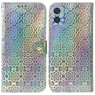 For Motorola Moto E22/E22i Colorful Magnetic Buckle Leather Phone Case(Silver)