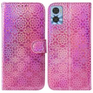 For Motorola Moto E22/E22i Colorful Magnetic Buckle Leather Phone Case(Pink)