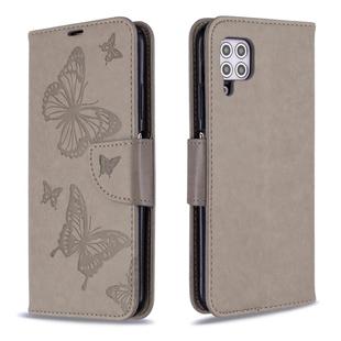 For Huawei P40 Lite Two Butterflies Embossing Pattern Horizontal Flip Leather Case with Holder & Card Slot & Wallet & Lanyard(Grey)