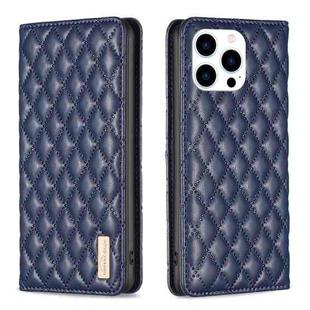 For iPhone 14 Pro Diamond Lattice Magnetic Leather Flip Phone Case(Blue)