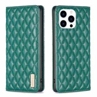 For iPhone 14 Pro Diamond Lattice Magnetic Leather Flip Phone Case(Green)