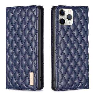 For iPhone 11 Pro Max Diamond Lattice Magnetic Leather Flip Phone Case(Blue)