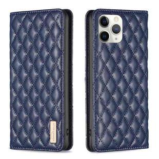 For iPhone 11 Pro Diamond Lattice Magnetic Leather Flip Phone Case(Blue)