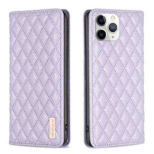 For iPhone 11 Pro Diamond Lattice Magnetic Leather Flip Phone Case(Purple)