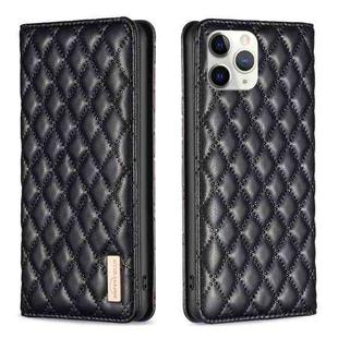 For iPhone 11 Pro Diamond Lattice Magnetic Leather Flip Phone Case(Black)