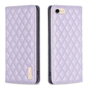 For iPhone SE 2022 / SE 2020 / 8 / 7 Diamond Lattice Magnetic Leather Flip Phone Case(Purple)