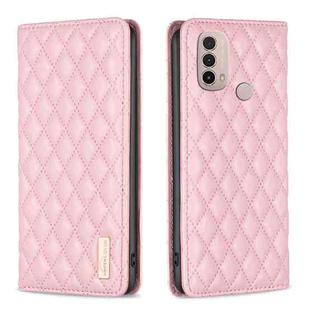 For Motorola Moto E30 / E40 Diamond Lattice Magnetic Leather Flip Phone Case(Pink)