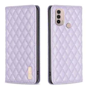 For Motorola Moto E30 / E40 Diamond Lattice Magnetic Leather Flip Phone Case(Purple)