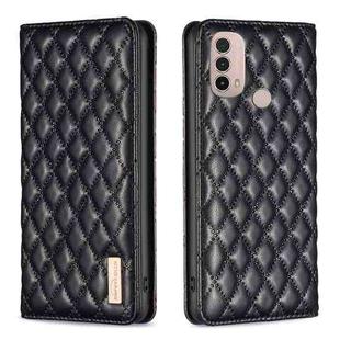 For Motorola Moto E30 / E40 Diamond Lattice Magnetic Leather Flip Phone Case(Black)