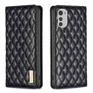 For Motorola Moto E32 4G Diamond Lattice Magnetic Leather Flip Phone Case(Black)