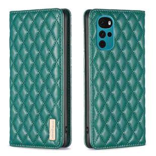 For Motorola Moto G22 Diamond Lattice Magnetic Leather Flip Phone Case(Green)