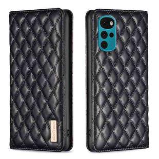 For Motorola Moto G22 Diamond Lattice Magnetic Leather Flip Phone Case(Black)