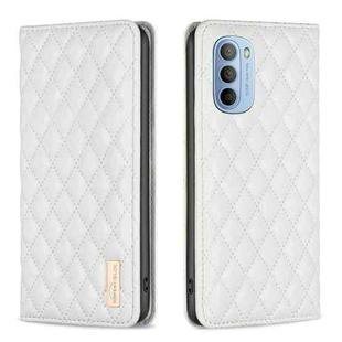 For Motorola Moto G31 / G41 Diamond Lattice Magnetic Leather Flip Phone Case(White)