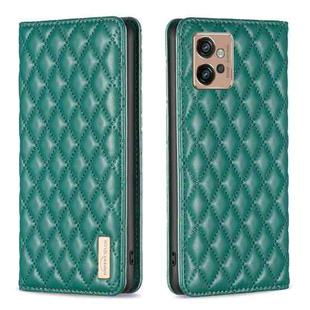 For Motorola Moto G32 4G Diamond Lattice Magnetic Leather Flip Phone Case(Green)