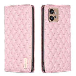 For Motorola Moto G32 4G Diamond Lattice Magnetic Leather Flip Phone Case(Pink)