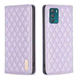 For Motorola Moto G42 Diamond Lattice Magnetic Leather Flip Phone Case(Purple)