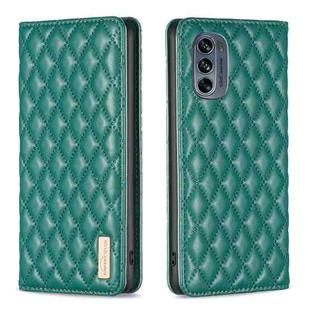 For Motorola Moto G62 Diamond Lattice Magnetic Leather Flip Phone Case(Green)