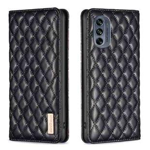 For Motorola Moto G62 Diamond Lattice Magnetic Leather Flip Phone Case(Black)