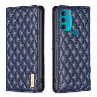For Motorola Moto G71 Diamond Lattice Magnetic Leather Flip Phone Case(Blue)