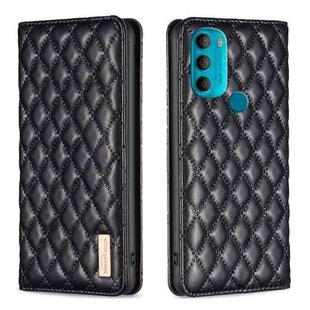 For Motorola Moto G71 Diamond Lattice Magnetic Leather Flip Phone Case(Black)