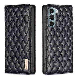 For Motorola Moto G200 5G / Edge S30 5G Diamond Lattice Magnetic Leather Flip Phone Case(Black)