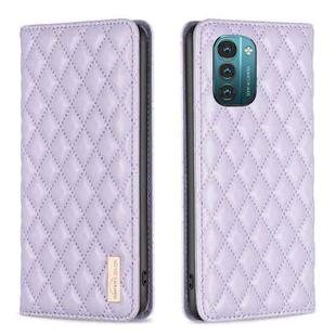 For Nokia G11 / G21 Diamond Lattice Magnetic Leather Flip Phone Case(Purple)