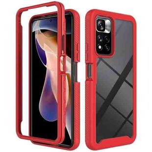 For Xiaomi Redmi Note 11 Pro+ 5G Global Starry Sky Solid Color Shockproof TPU Clear PC Phone Case(Red)