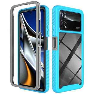 For Xiaomi Poco X4 Pro 5G Starry Sky Solid Color Shockproof TPU Clear PC Phone Case(Sky Blue)