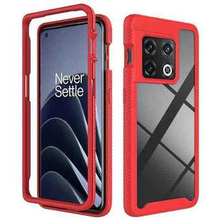 For OnePlus 10 Pro Starry Sky Solid Color Shockproof TPU Clear PC Phone Case(Red)
